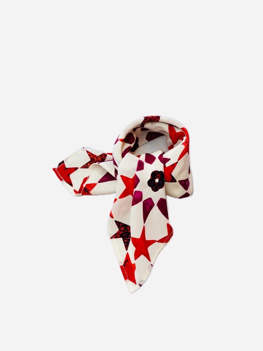 NWT SILKLETTE 'Americana Stars' 100% Fine Silk Kerchief Scarf Red/Black/White - Picture 5 of 9